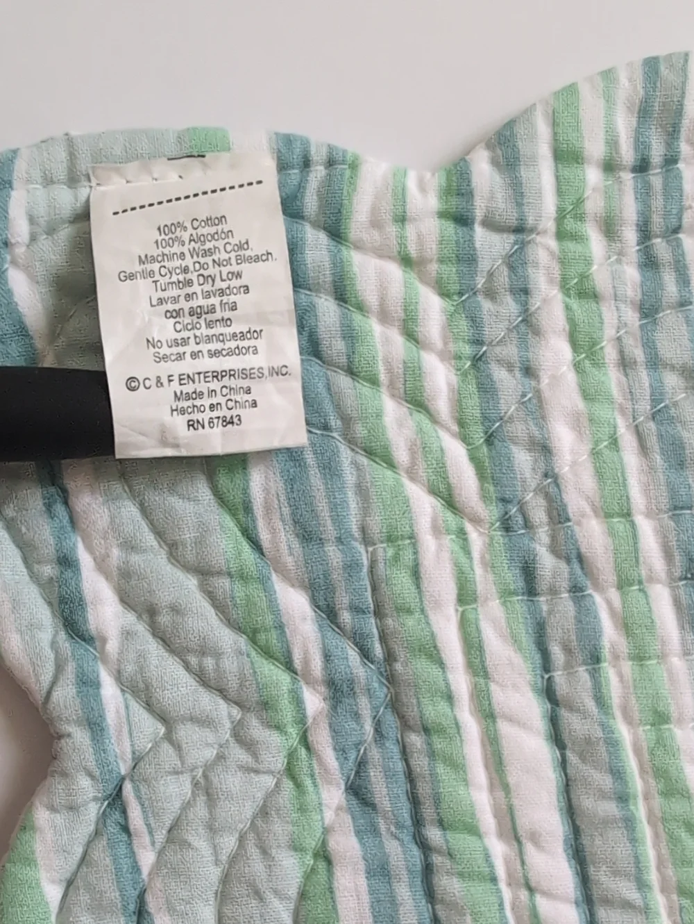 C&F Home Delray Beach Coastal Striped Quilted Placemat Mint Blue White
